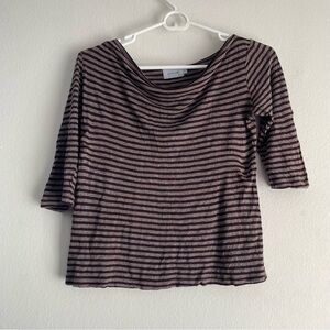 Jigsaw brown striped crew neck blouse